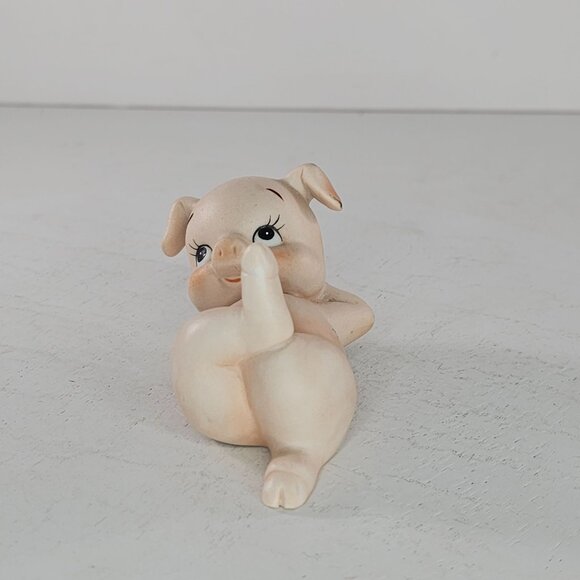 Vintage Lefton Porcelain Pig Figurine Lying Down #02529 - Picture 7 of 8